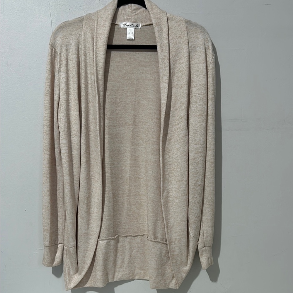 Essentials Beige Open Front Cardigan